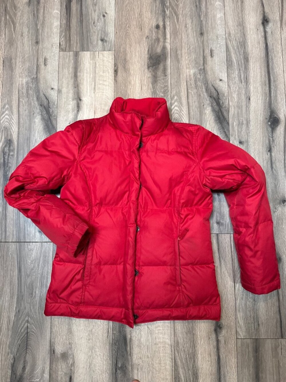 GAP Red Womens Down Puffer Jacket XS Button Front Polyester Shell Winter Coat